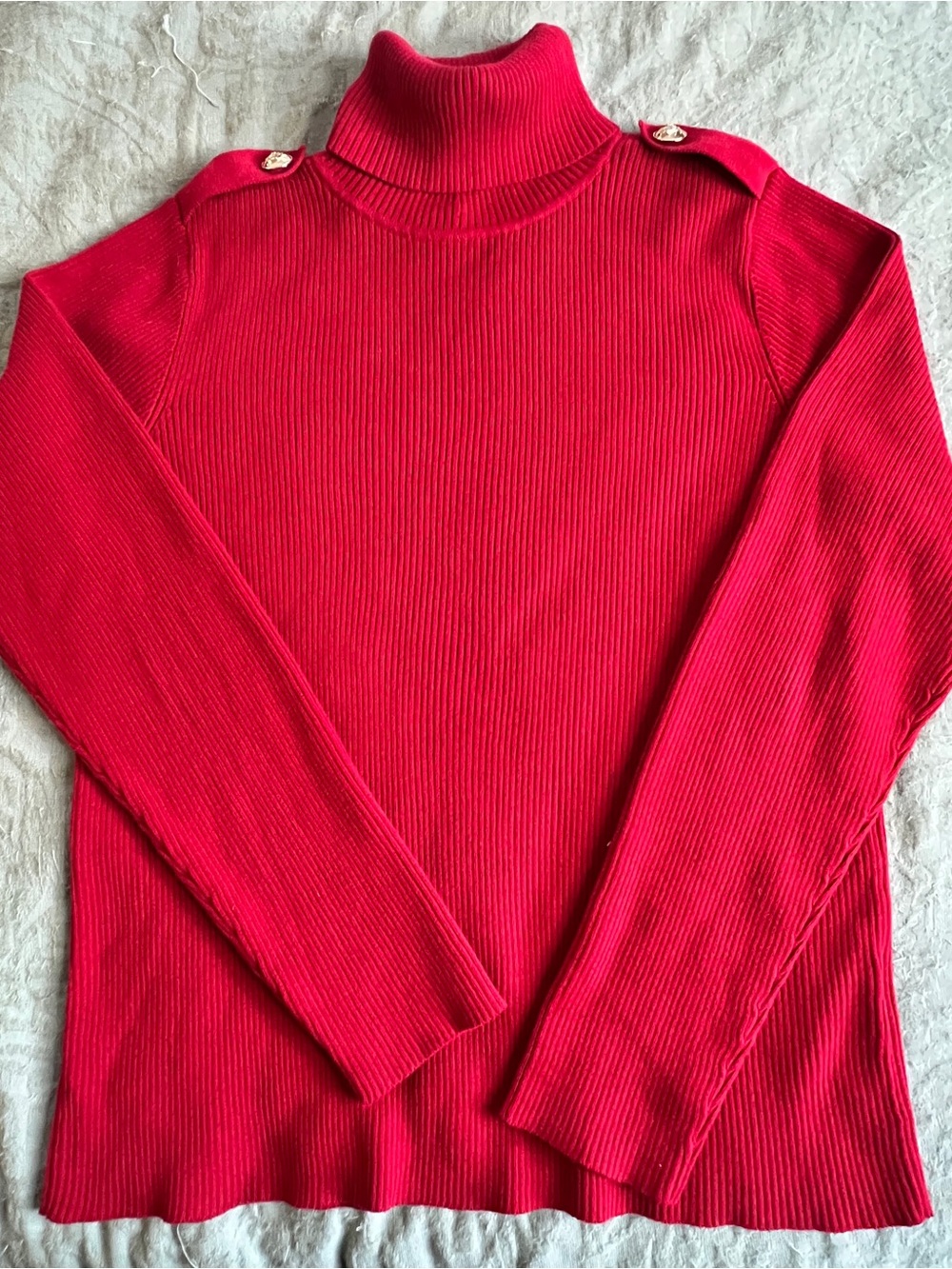 Lauren Ralph Lauren Cotton Ribbed Turtleneck Sweater Women’s Size L Royalcore
